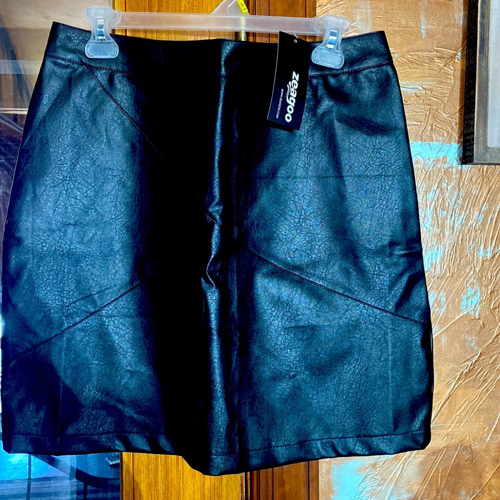 Large black mini skirt